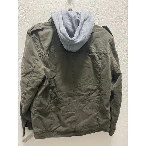 LEVI’S Sherpa MEDIUM Trucker Brown Military Jacket Removable Hood - Picture 6 of 13